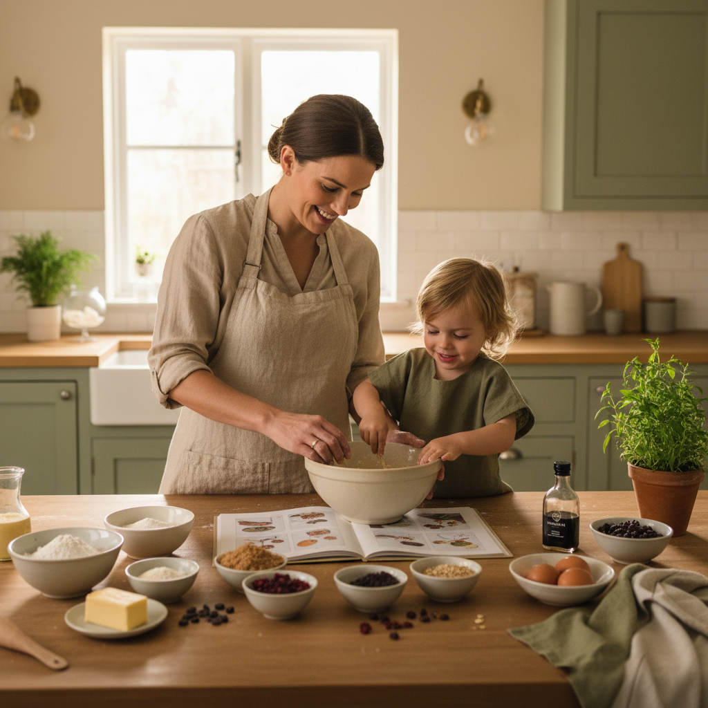 Mom and kid in kitchen